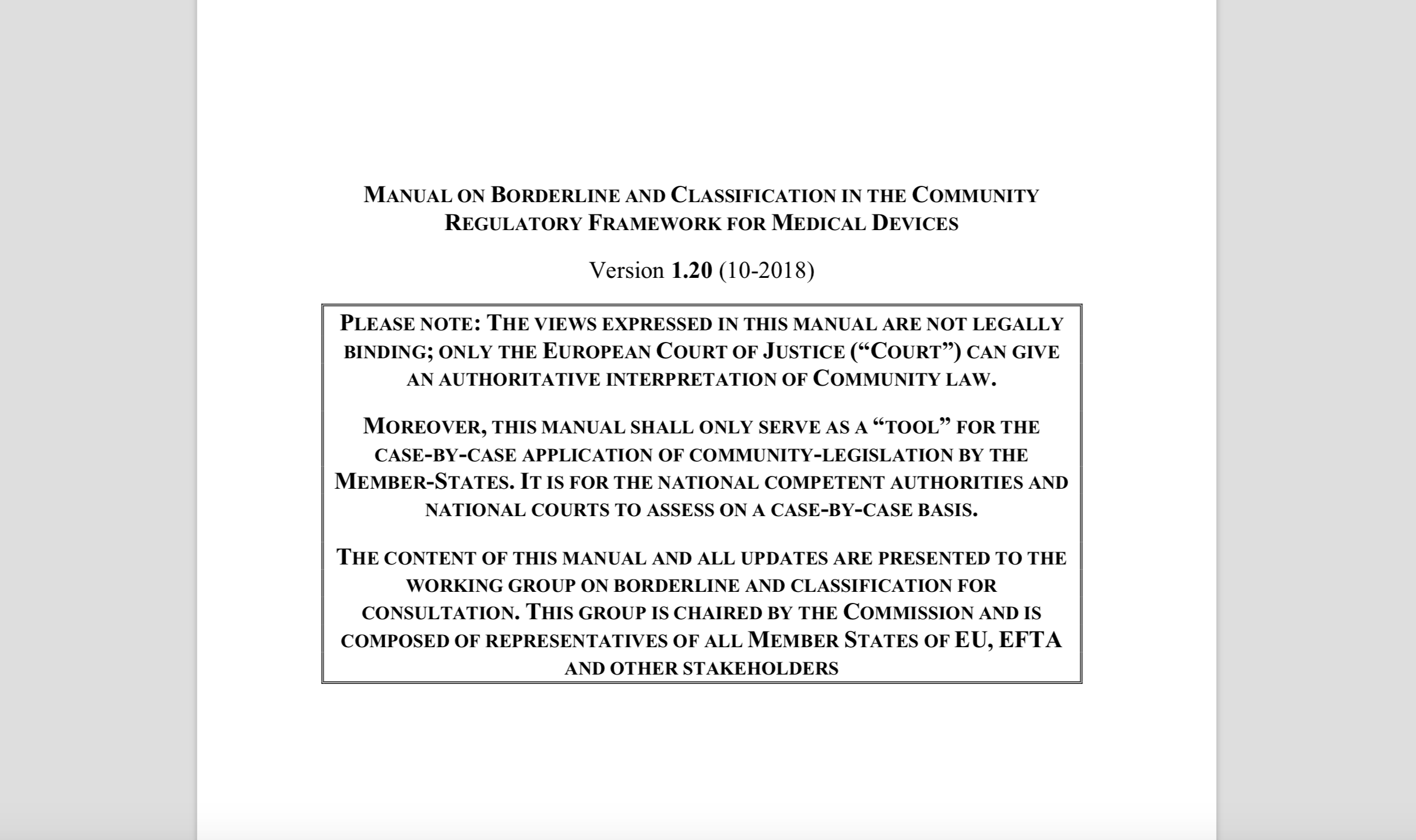 European Commission Publishes Updated Borderline & Classification Manual